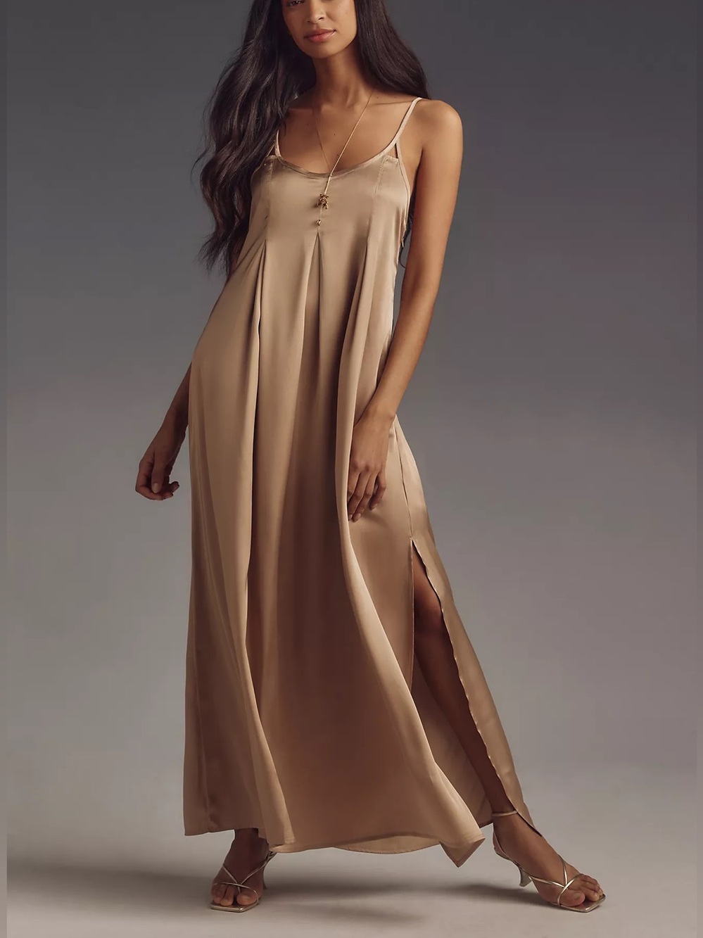 Anthropologie Scoop-Neck Sleeveless Silky Maxi Dress - Size Medium